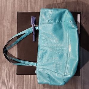 Coach Teal blue leather Shoulder bag. EUC.